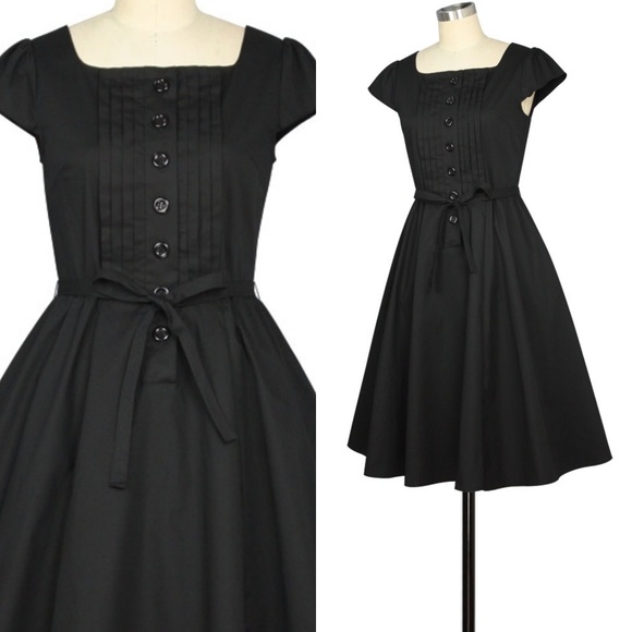Plus Size Pin Up Belt Pockets Swing Dress - Picture 2 of 7